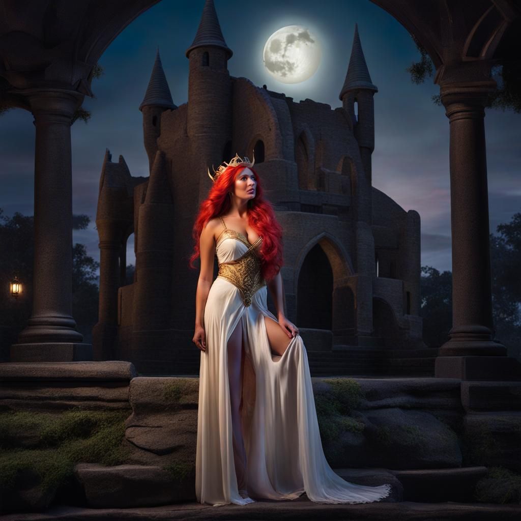 Enchanted Elf Queen in Moonlight Watercolor