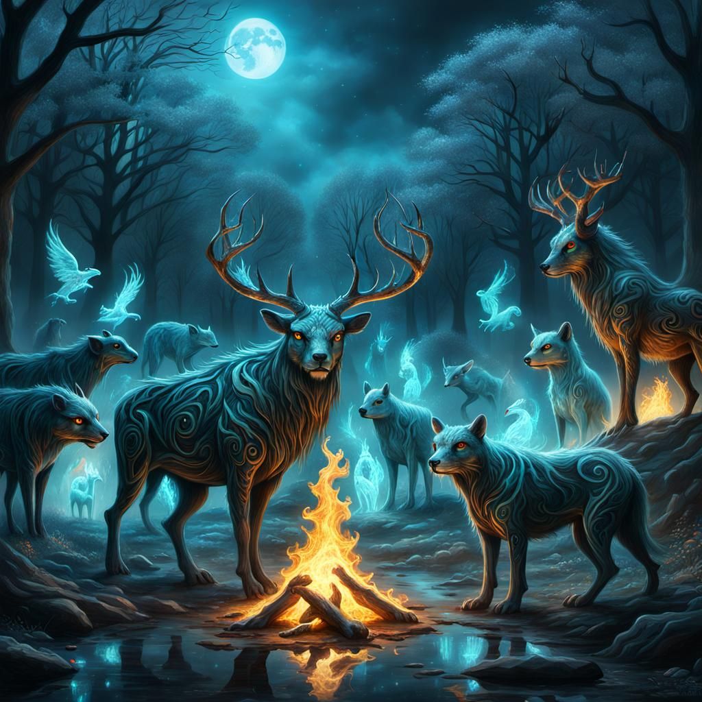 Gathering of Ancestral Spirits: Bioluminescent Early Spring Fire