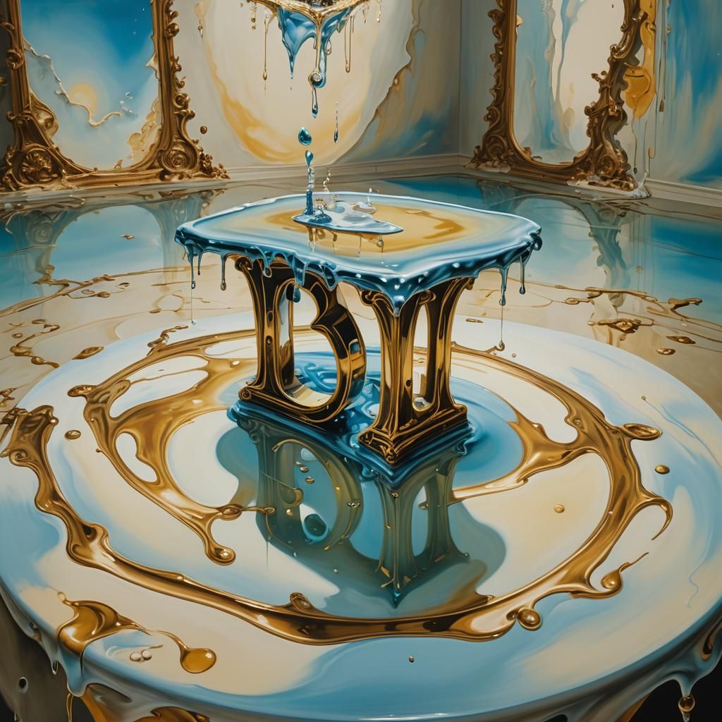 Surreal Melting Thirteen in Dreamlike Landscape