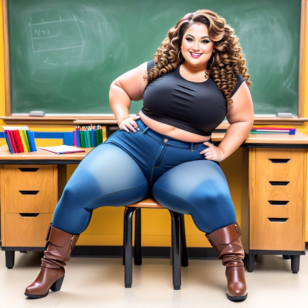 Curvy Plus Size Teacher with Brown Hair