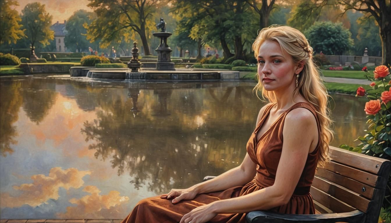 Ethereal Woman Portrait in Chiaroscuro Oil Painting