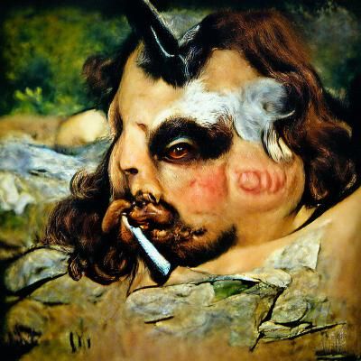 Demonic Smoker Portrait in Realistic Style
