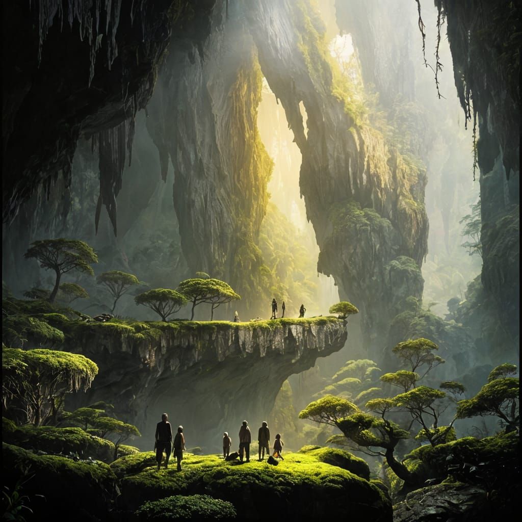 Lush Ecosystem Inside a Deep Cave System