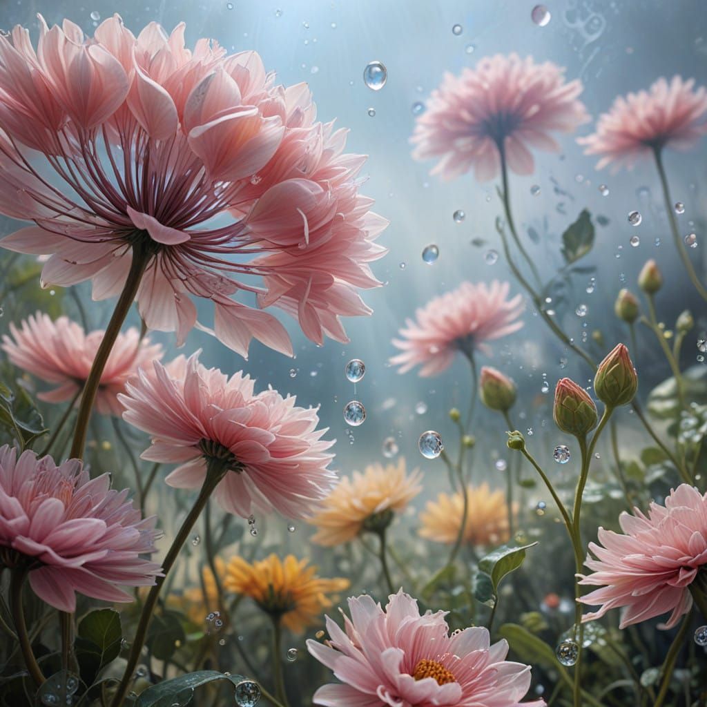 hyperdetailed Metaphysical Painting (ethereal translucent lacey petals:3) dreamy Hyperrealism, photorealism, cinematic.