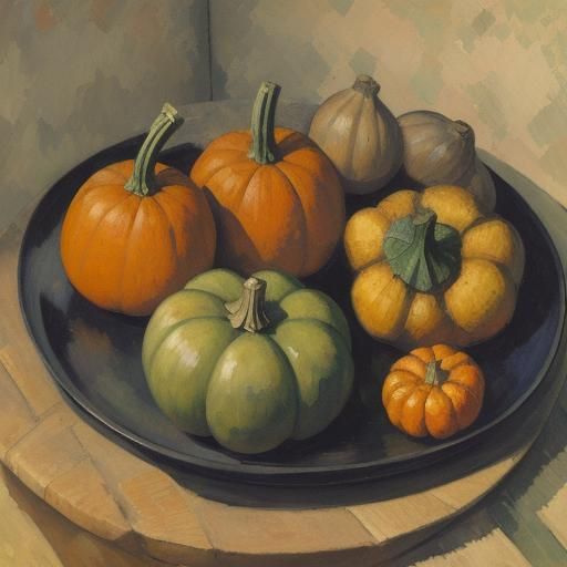 Hedgehog's Autumn Feast: A Cezanne-Inspired Still Life