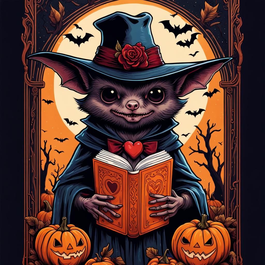 Halloween Tarot Card: Vampire Scarecrow Woman in Mumford Sty...