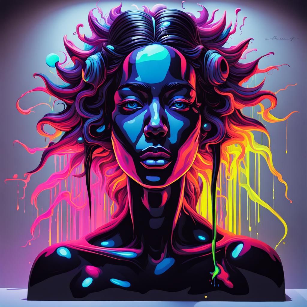 Neon Graffiti Art: Ethereal Beings in Another Dimension