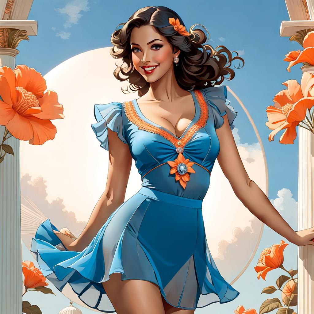 Crochet Top and Skirt in Peach Chiffon