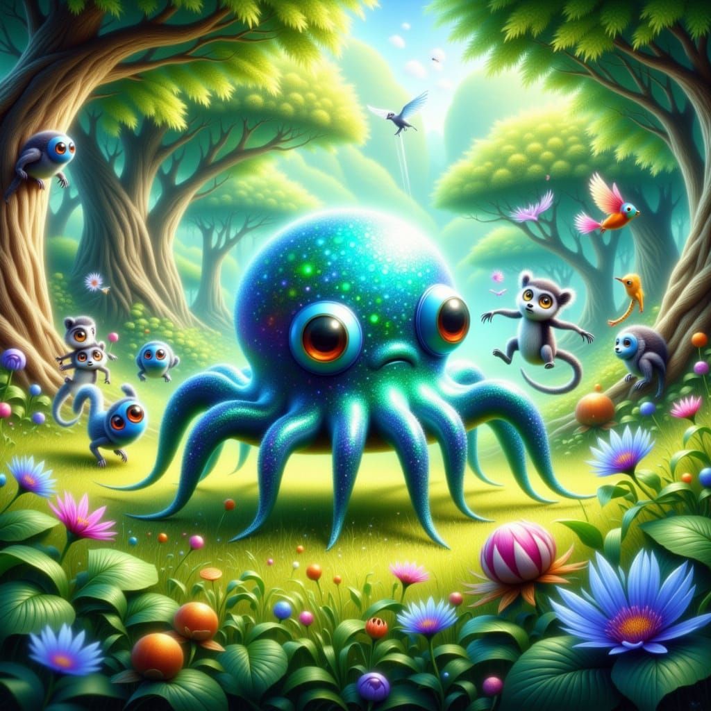 Whimsical Spider-Octopi in Madagascar Forest