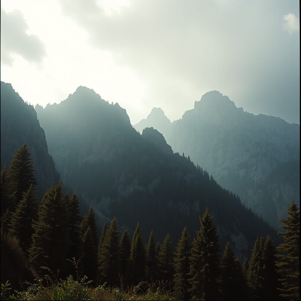 Sweeping Mountain Landscape in Cinematic Style