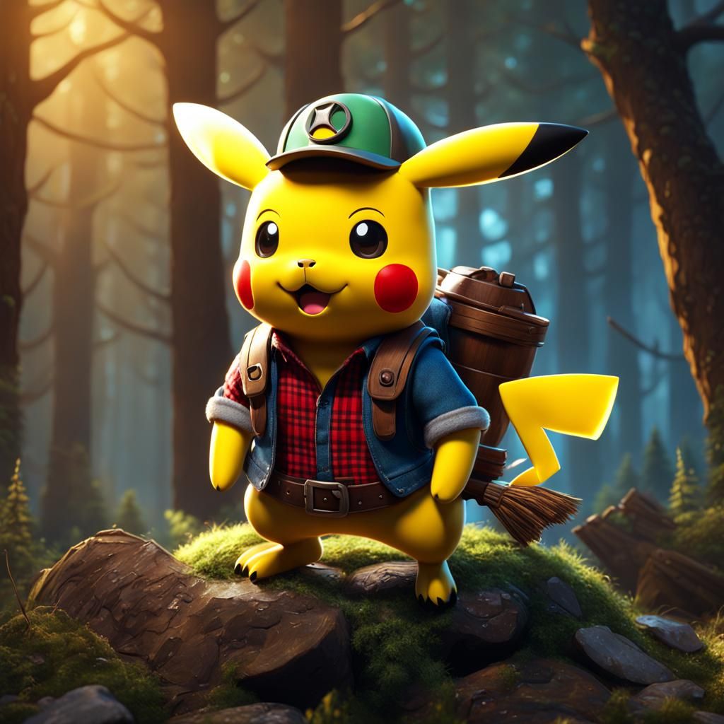 Adorable Lumberjack Pikachu Concept Art