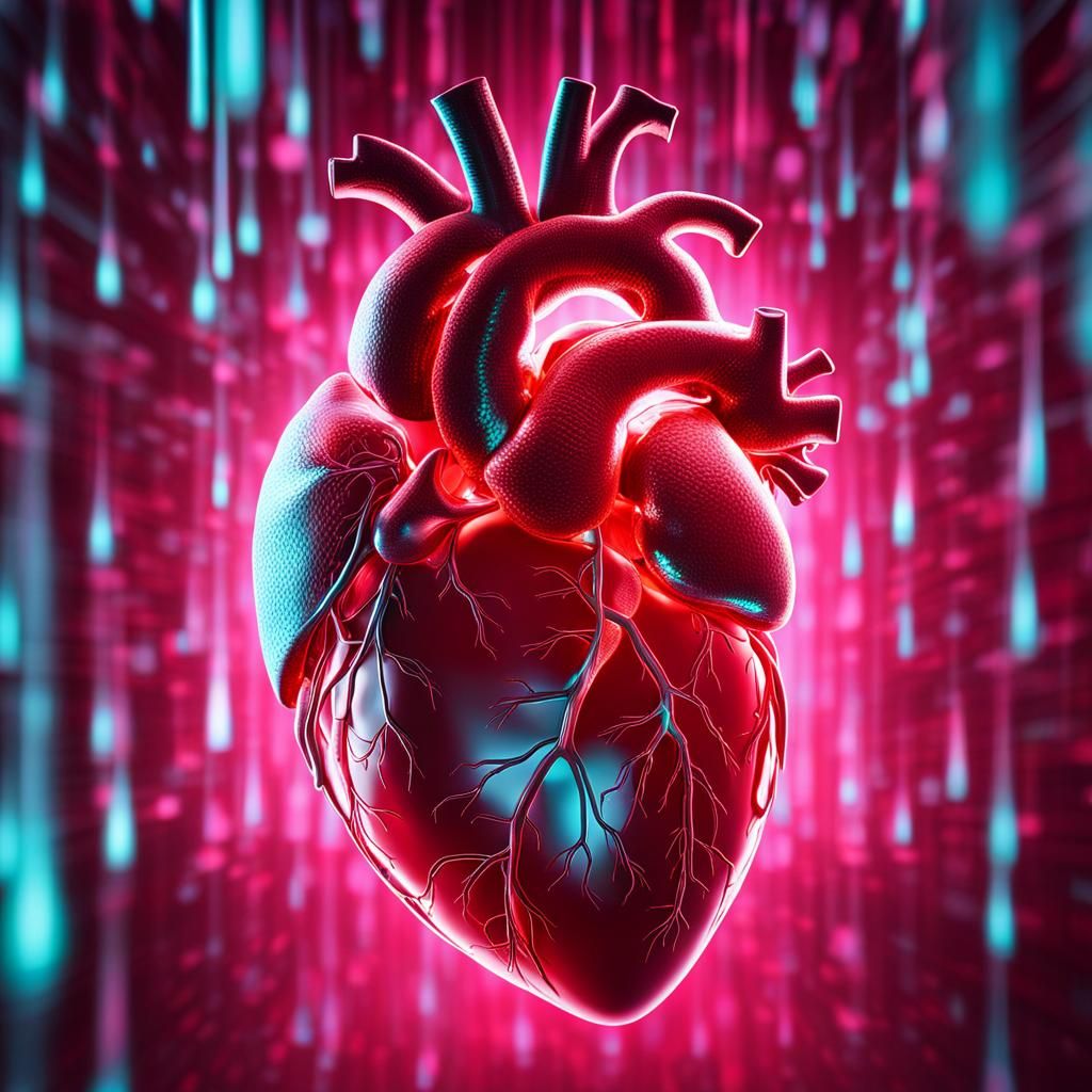 Translucent Hologram of a Human Heart in 3D