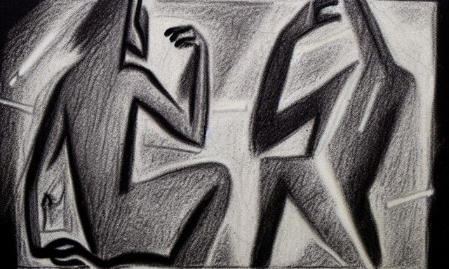Primitivism Charcoal Drawing of Prehistoric Cave Art
