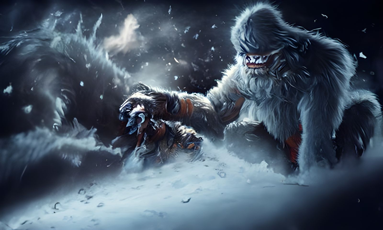Sinister Yeti in Blizzard, Trending on Artstation