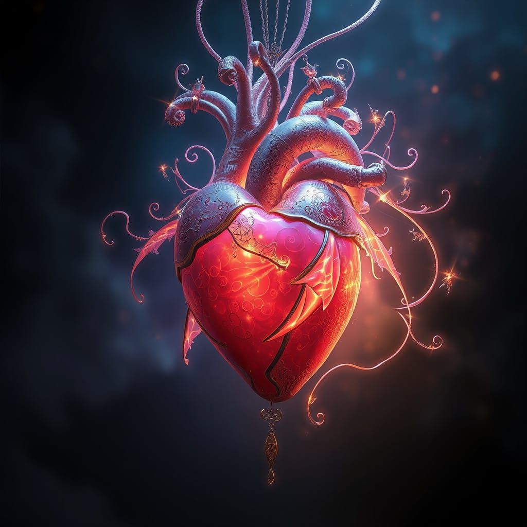 Surreal Heart in Dreamlike Atmosphere
