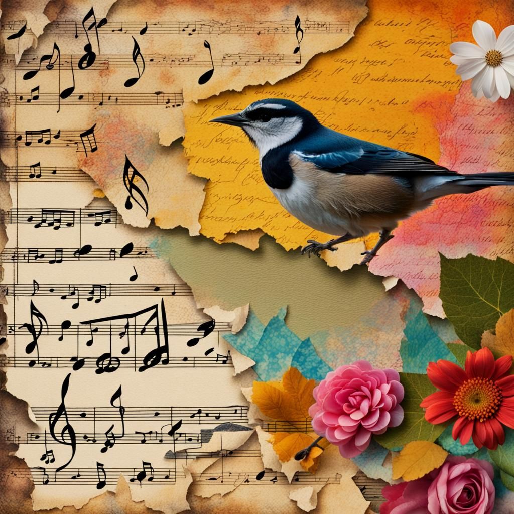 Layered Collage of Birds and Topography