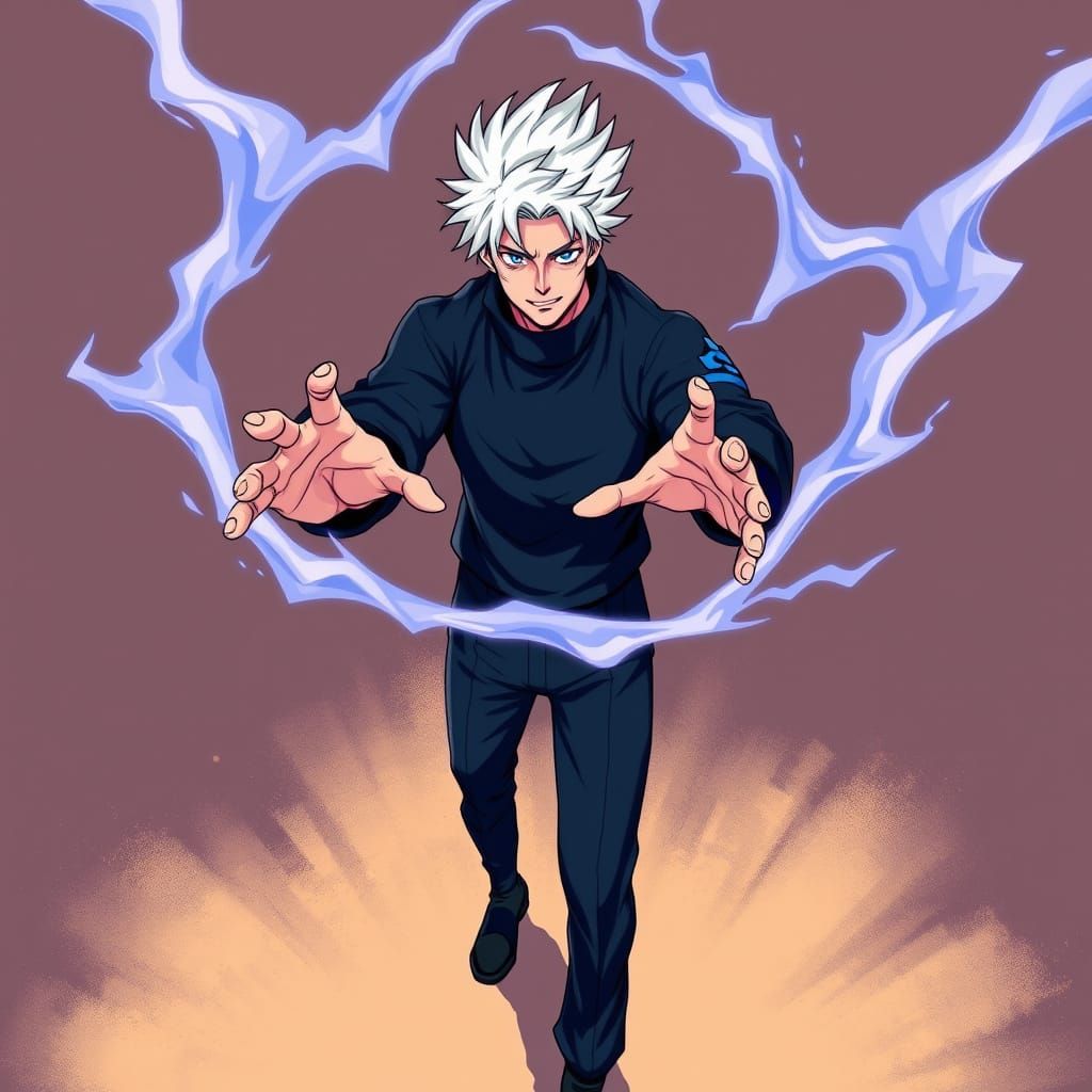 Powerful Young Man Channels Hollow Purple Curse with Intense...