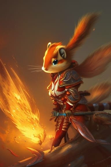Chipmunk Warrior Sorceress Rides Lightning