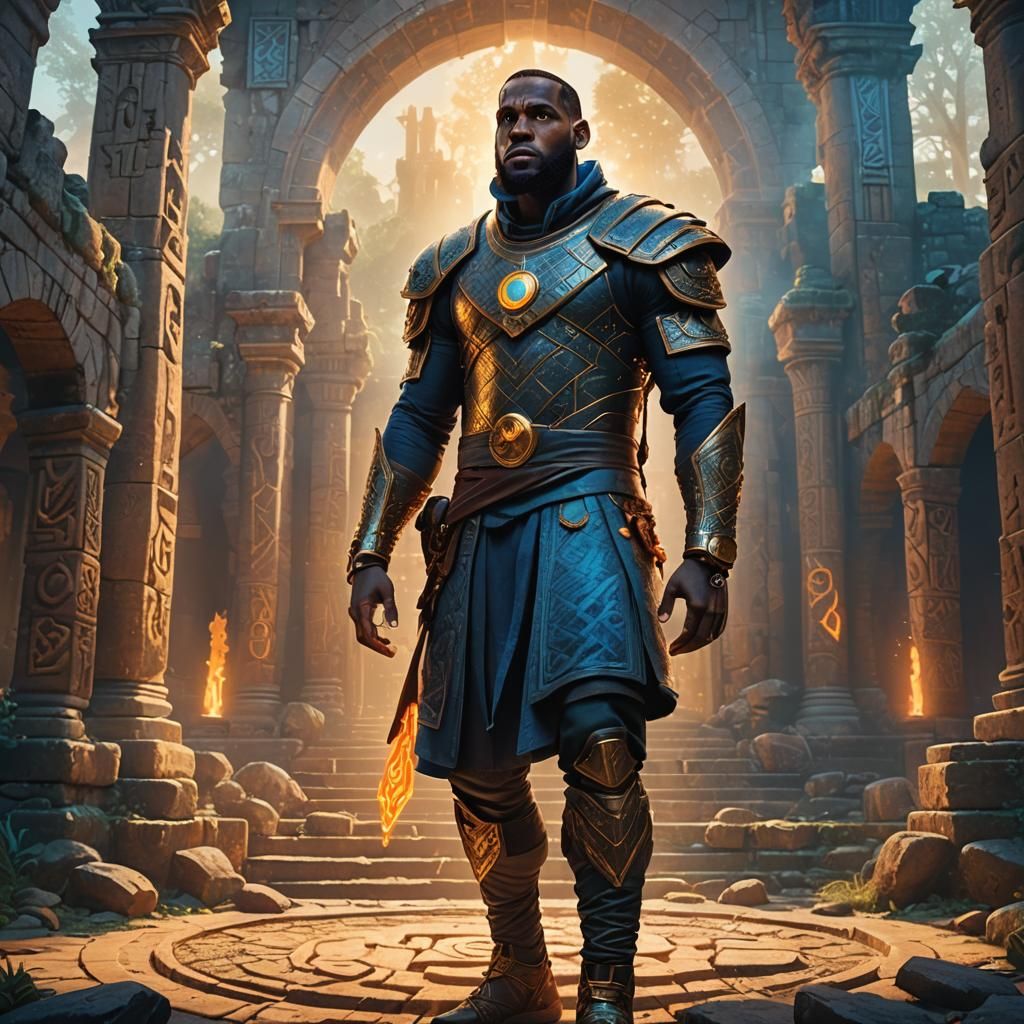 Lebron James in Mystical Arena: Fantasy Concept Art