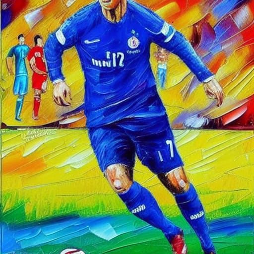 Cristiano Ronaldo in Neo-Impressionist Expressionist Oil Pai...