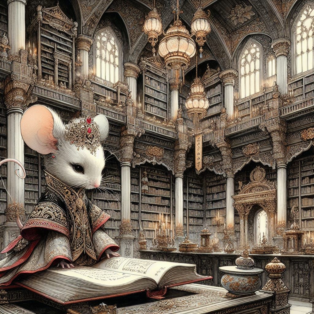 Regal Mouse in Grand Fantasy Library