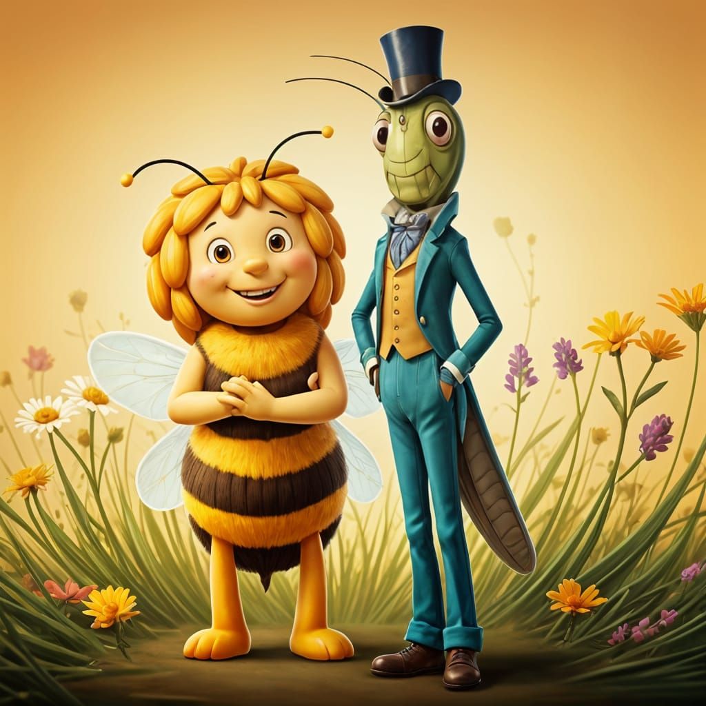 Whimsical Friends in a Sunny Meadow