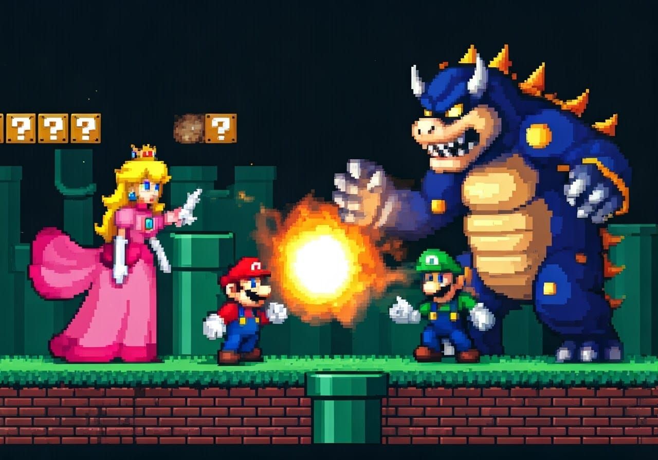 Epic Pixel Art Showdown: Mario vs. the Boss
