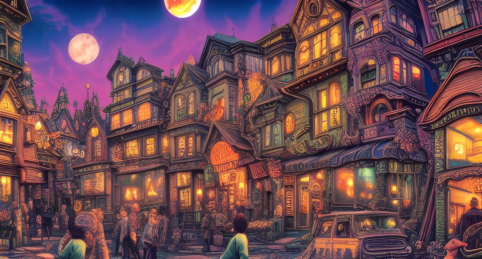 Trippy Quaint Town: Hyperdetailed Matte Painting