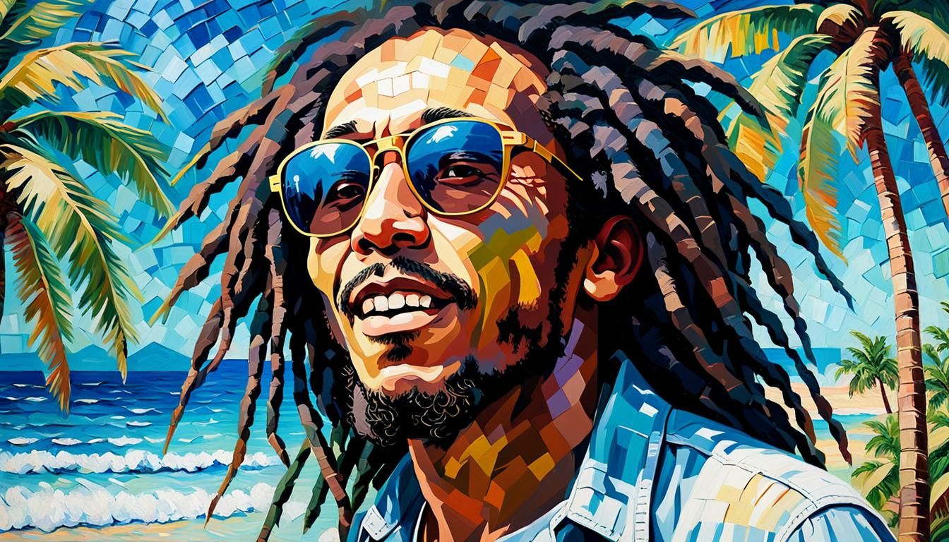 Bob Marley in Neo-Impressionist Oil Painting
