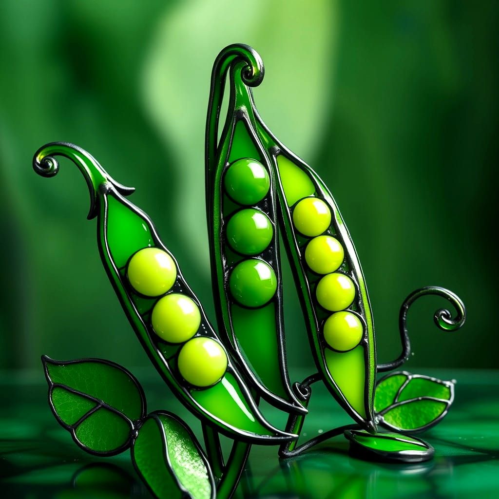 Stained Glass Green Peas Art