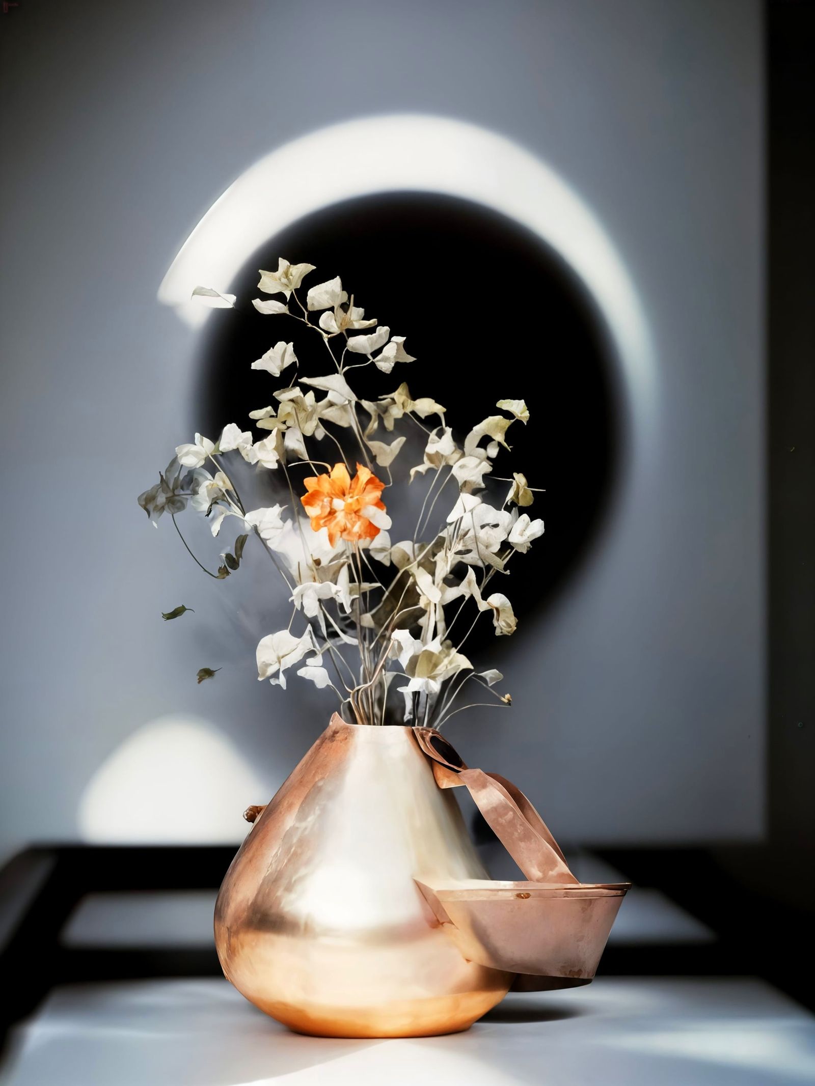 Flowers in Copper Bucket with Radiant Lighting