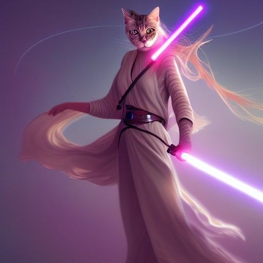 Cat Jedi Master with Lightsaber: Dittmann and Daeni Style