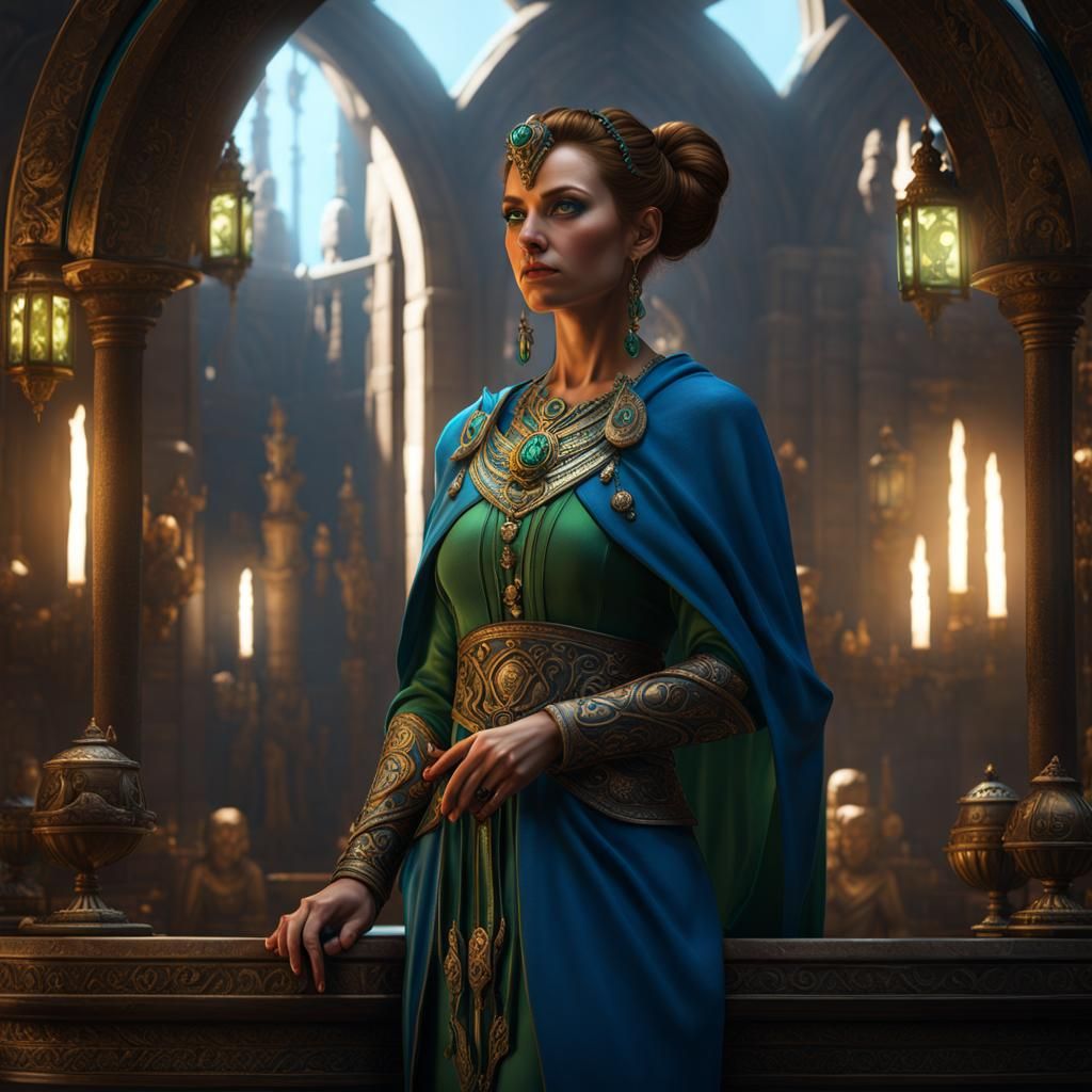 Fantasy Priestess Portrait in Detailed Digital Art