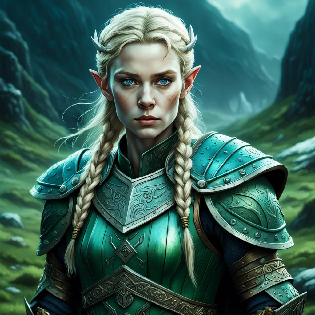 Blonde Elf Viking Warrior in Northern Armor