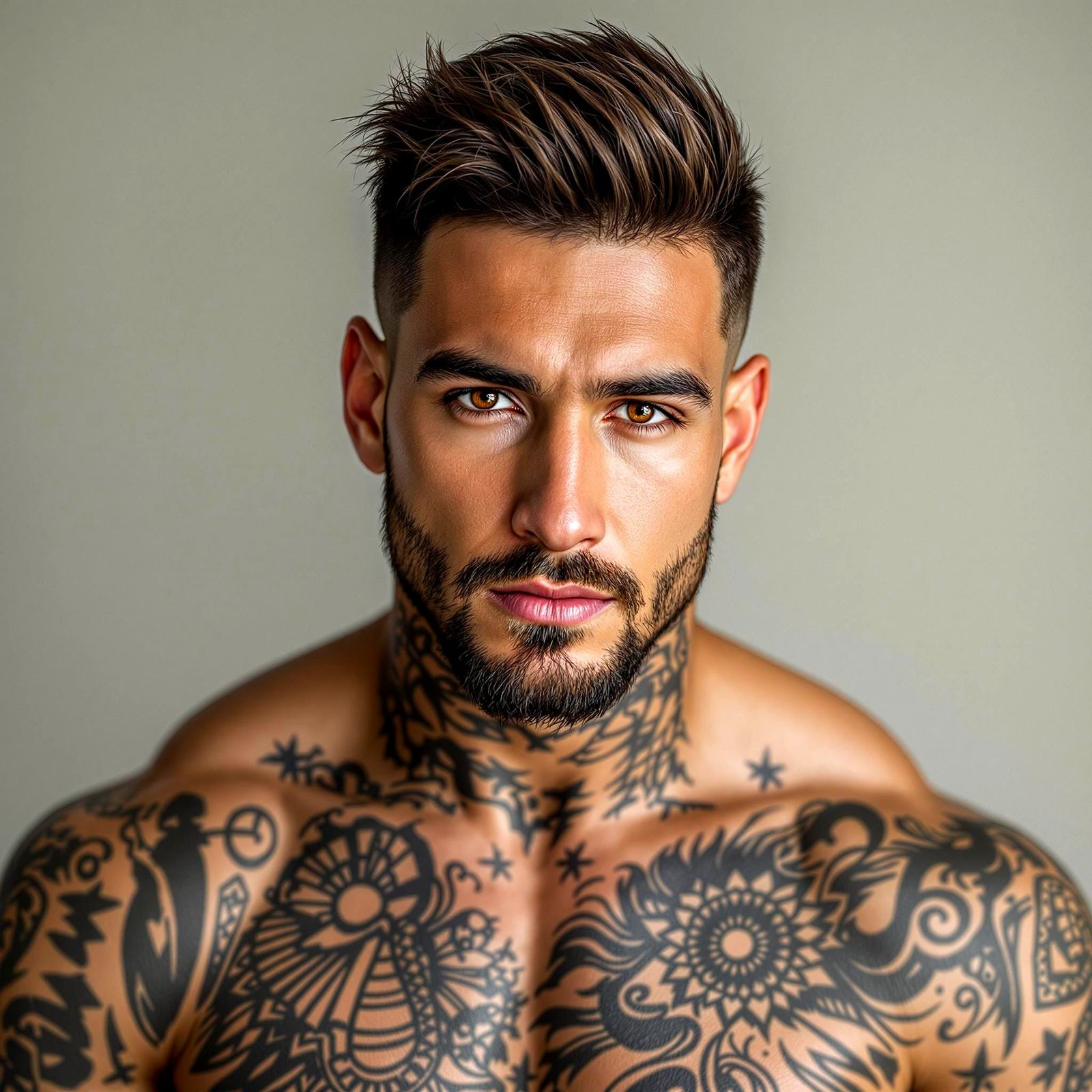 portrait of a confident and striking man with a muscular phy...