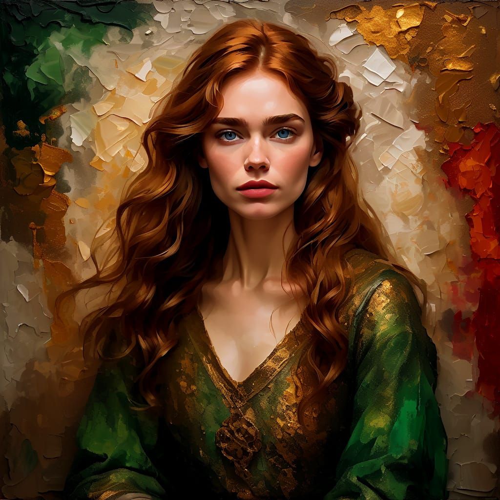 Ethereal Medieval Queen in Earthy Splendor