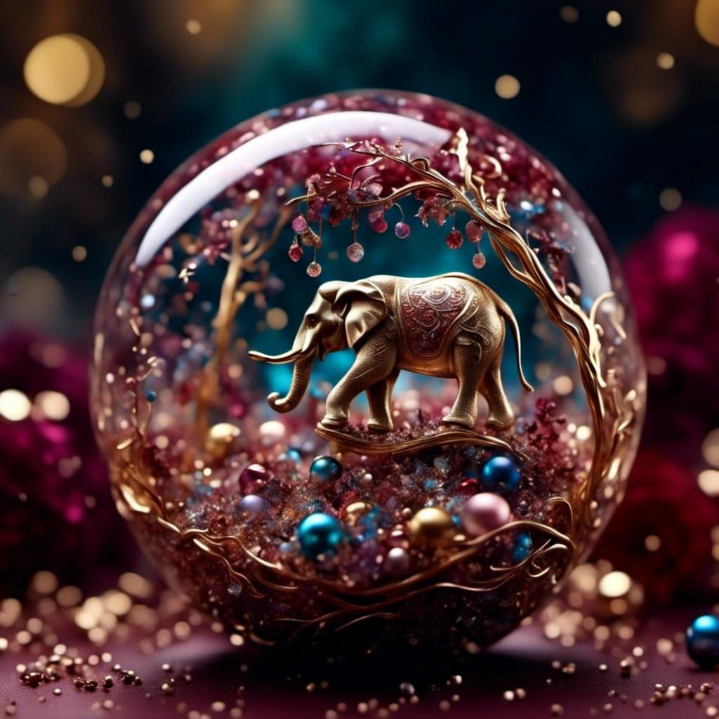 Intricate Faberge-Style Elephant with Confetti
