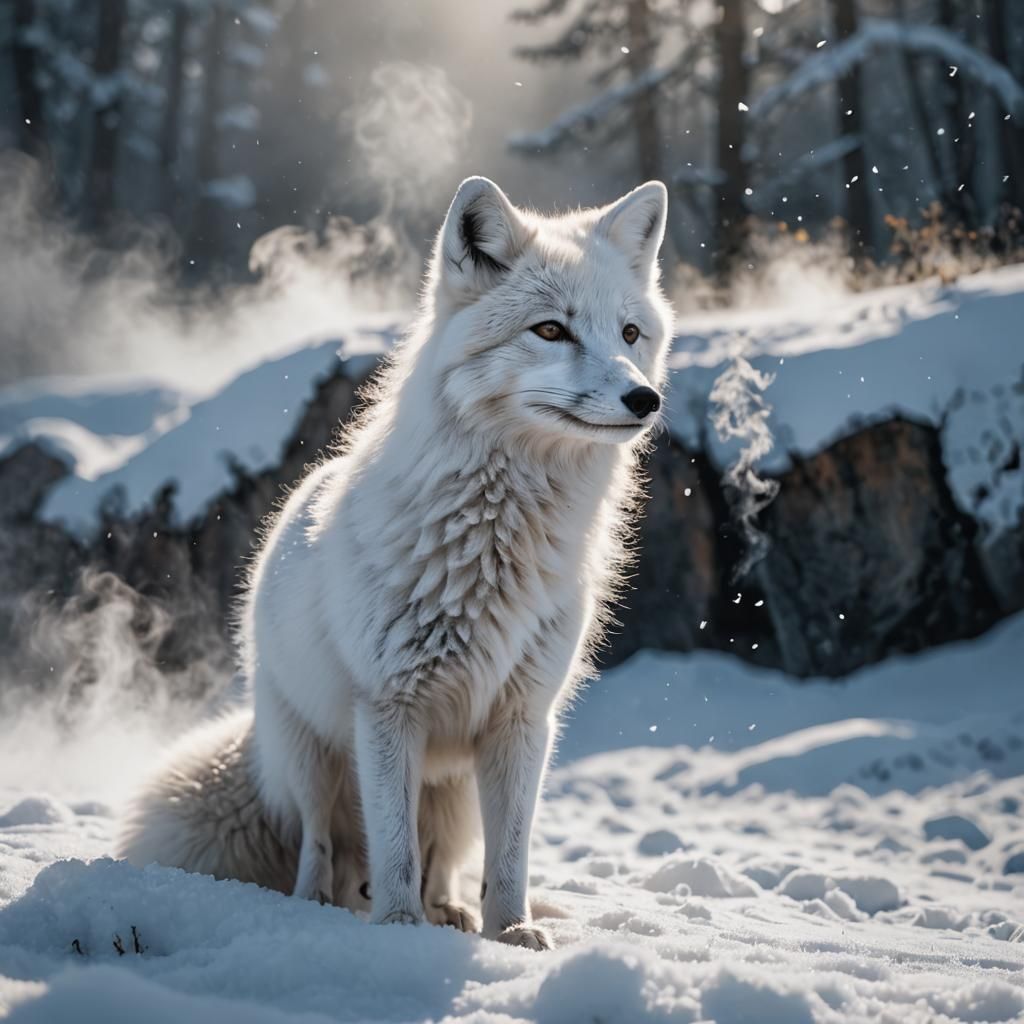 Majestic Arctic Fox Made of Smoke