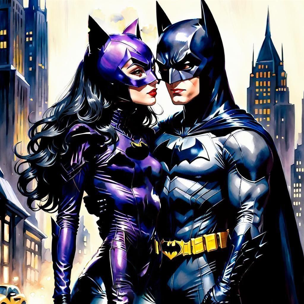 Gotham City Impressionistic Art Deco Watercolor