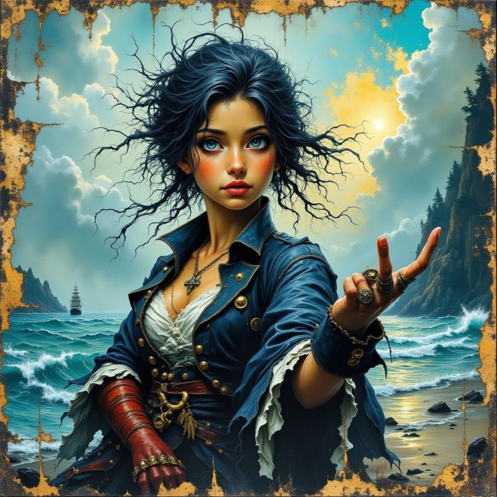 Pirate Ship Battles Fierce Ocean Storm