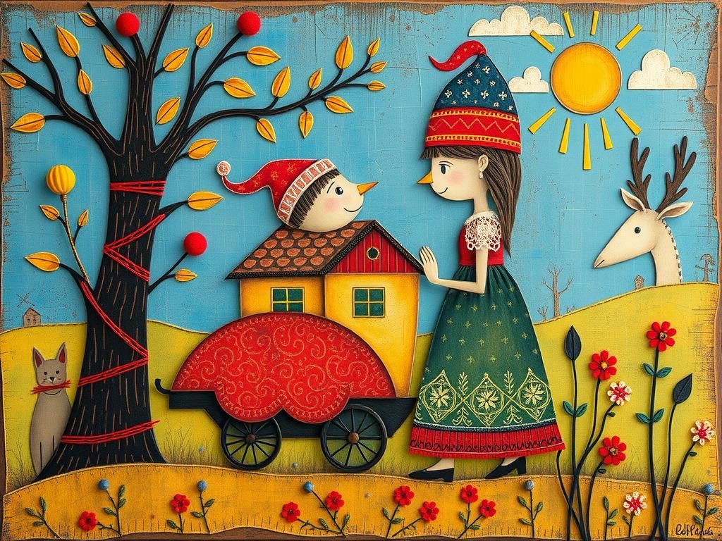 Vivid Folk Art Mixed Media Creation