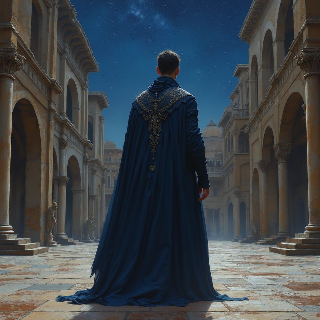 Rogue's Vigil in the Moonlit Courtyard