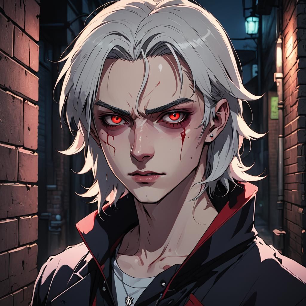 Anime Vampire Teen Portrait in Studio Trigger Style