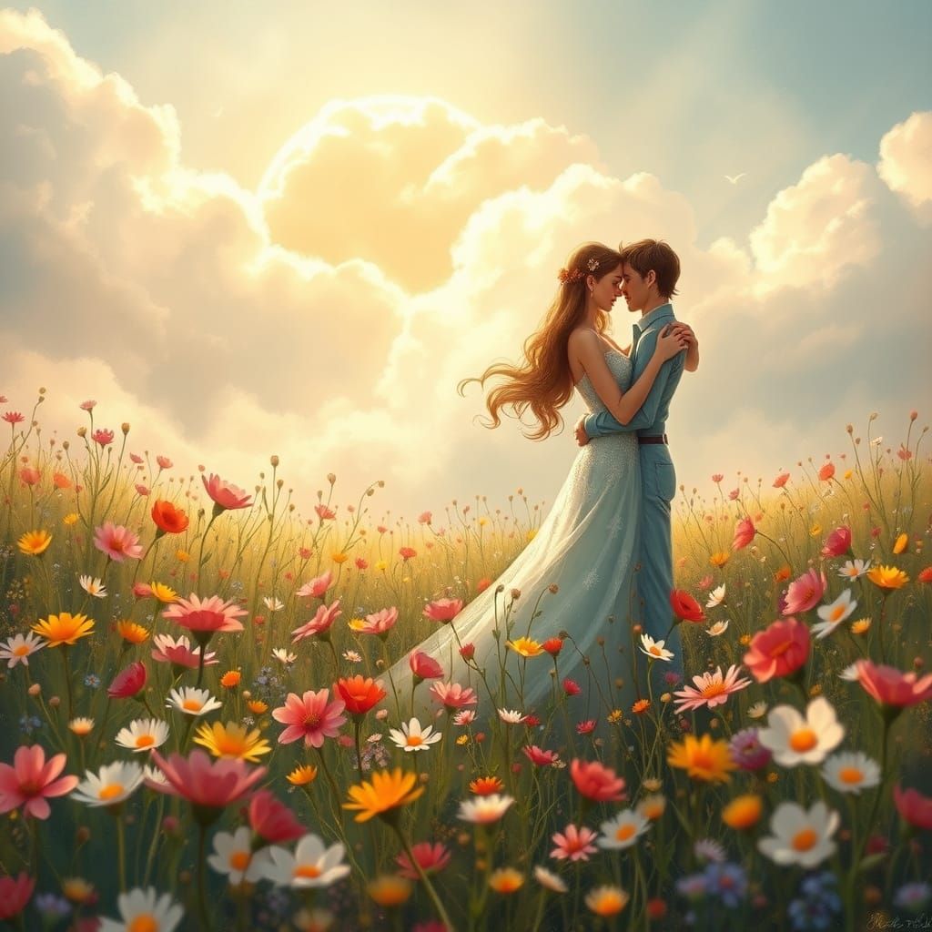 Romantic Whimsy in a Dreamy Meadow Landscape