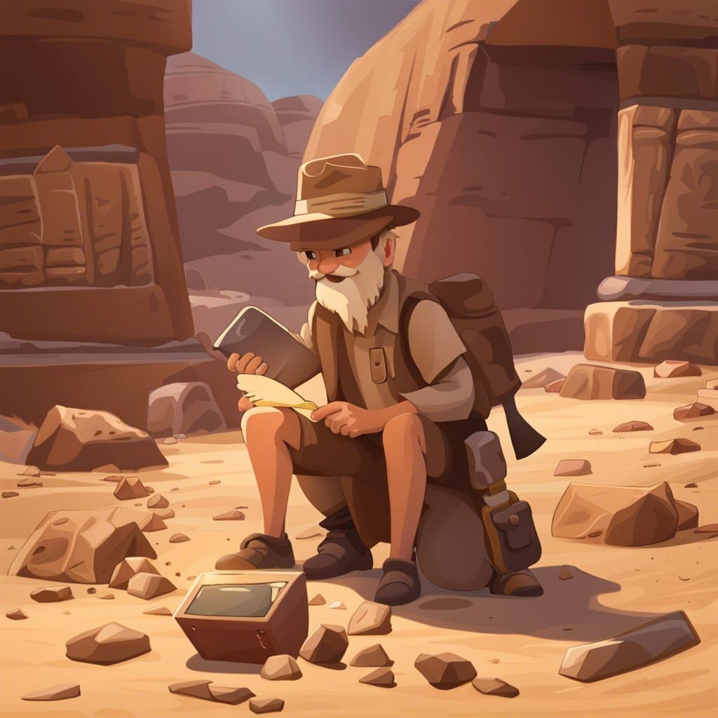 Archaeologist at Excavation Site Digging