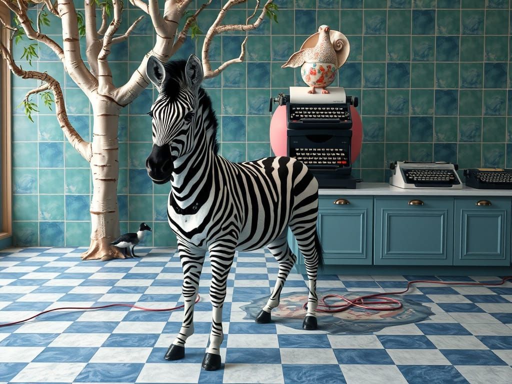 Strutting Zebra in Whimsical Wonderland