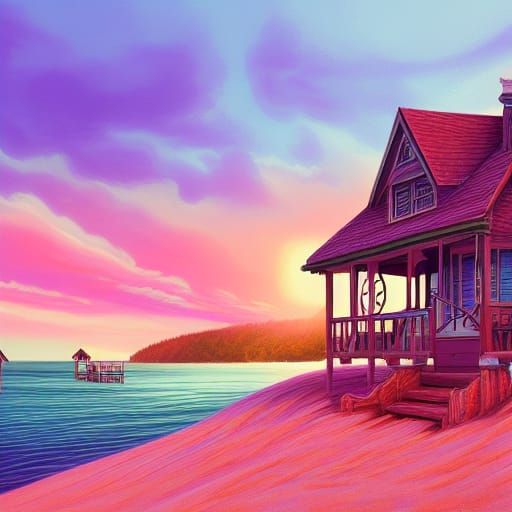 Pink Sand Beach Cottage at Sunset