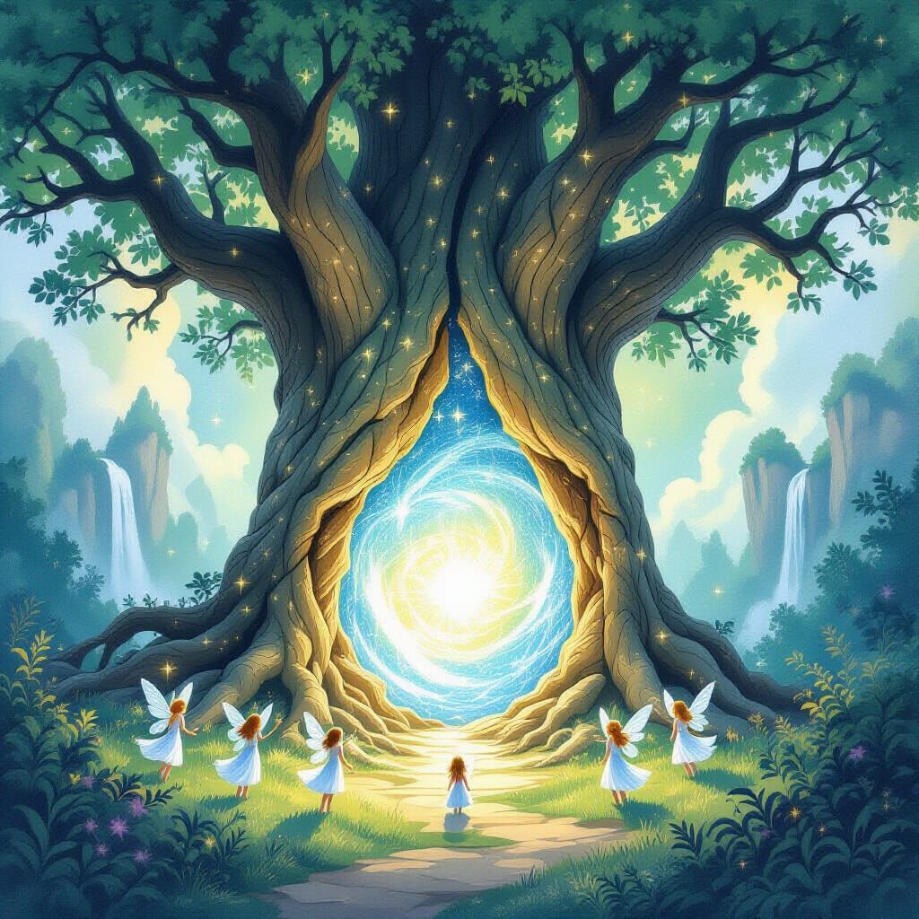 Enchanted Forest Portal in Watercolor Style