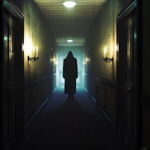 Eerie Hotel Corridor in Cinematic Style