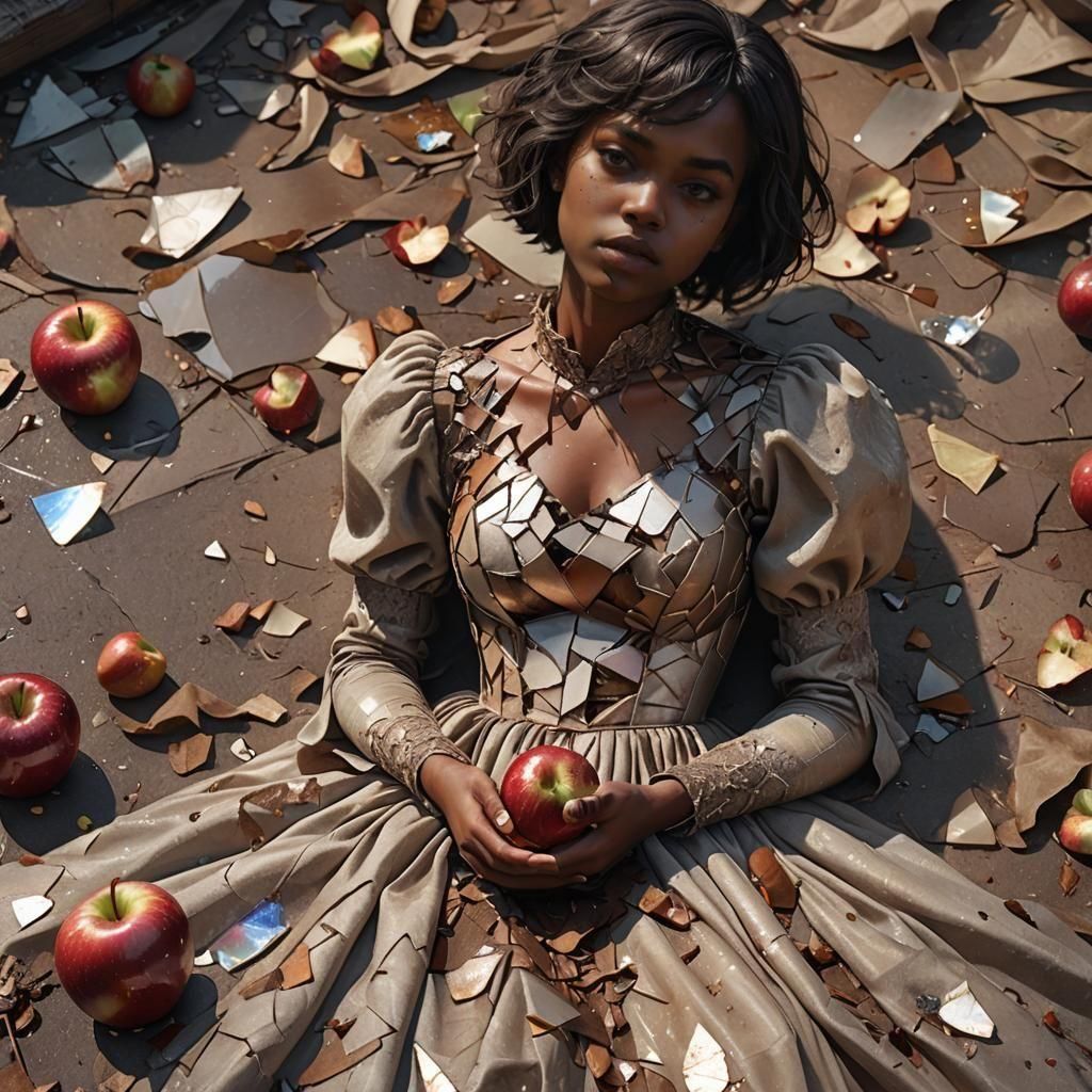 Girl With Broken Glass Apple